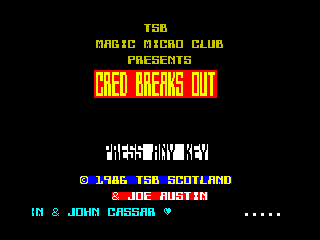 Cred Breaks Out title screen for ZX Spectrum